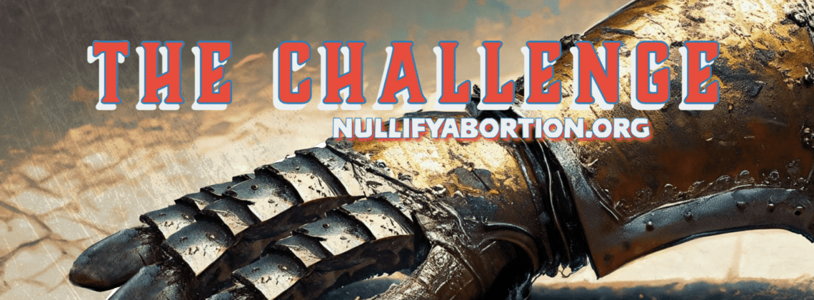 A gauntlet on the ground with the words "The Challenge" in the middle.