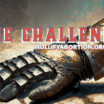 A gauntlet on the ground with the words "The Challenge" in the middle.